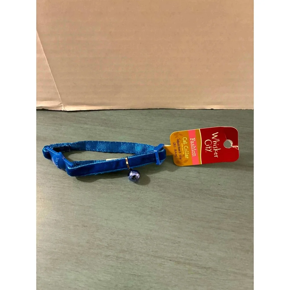 Whisker City Cat Collar Kitten 8-12in Blue NEW Velvet Breakaway Bell DJ16180A
